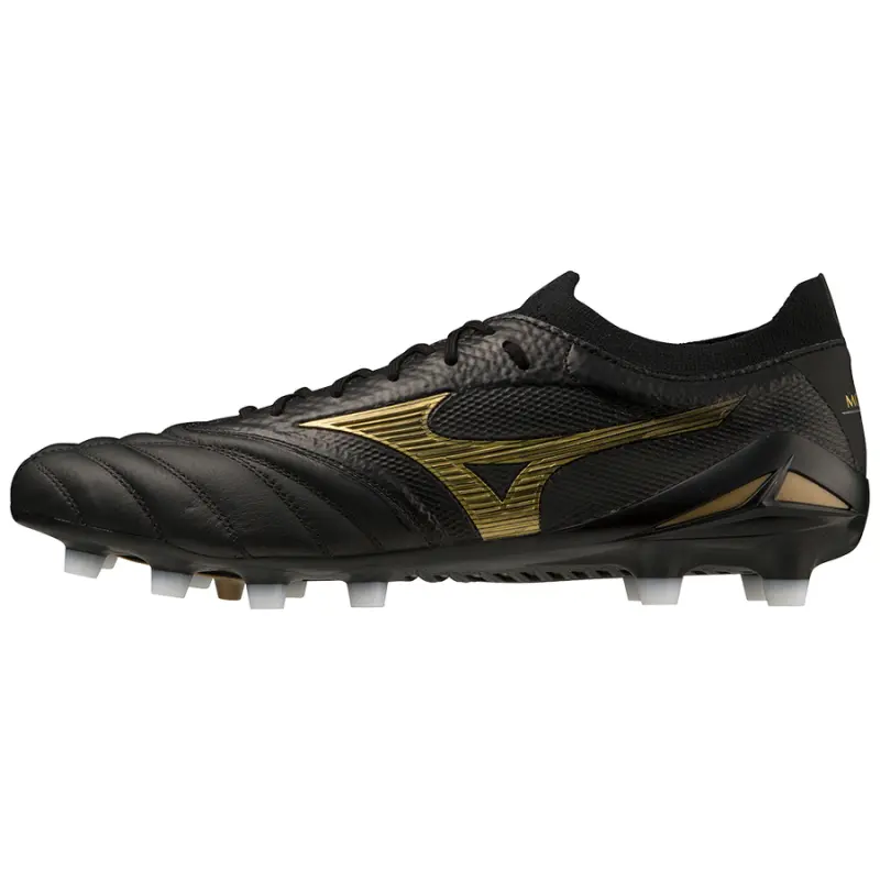Main merchandise photograph presenting Mizuno MORELIA NEO IV BETA JAPAN Black/Gold/Black
