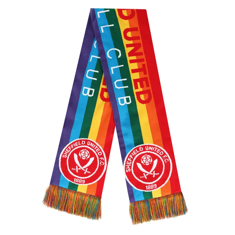 Main merchandising image highlighting Pride Rainbow Scarf