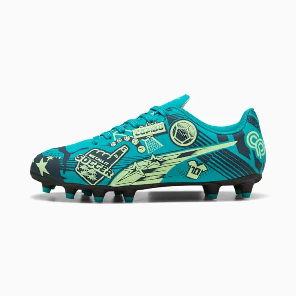 Main merchandise photograph presenting Puma Christian Pulisic x Ultra Legacy FG/AG Big Kid 'Allover Print - Deep Aqua'