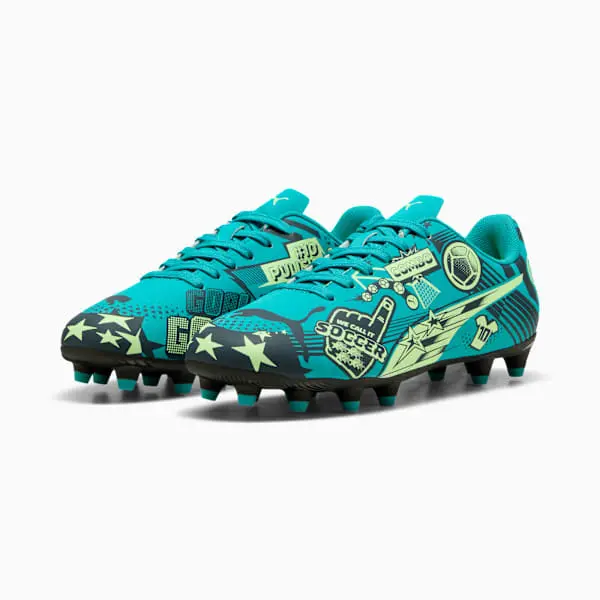 Puma Christian Pulisic x Ultra Legacy FG/AG Big Kid 'Allover Print - Deep Aqua' displayed for product discovery in a gallery photograph