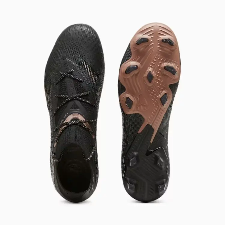 PUMA Future 7 Ultimate FG/AG (Black/Copper) visualised in a clean gallery merchandising shot