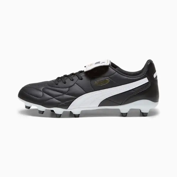 Shopping reference image featuring Puma King Top FG AG 'Black White' from the main perspective