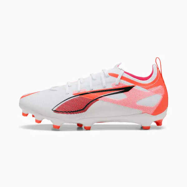 Main merchandising image highlighting Puma Ultra 5 Pro FG/AG White / Black (GS)