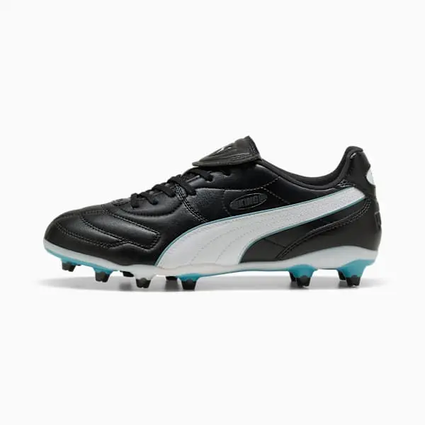 Main merchandising image highlighting Puma Wmns King Liga FG AG 'Black White Aqua'