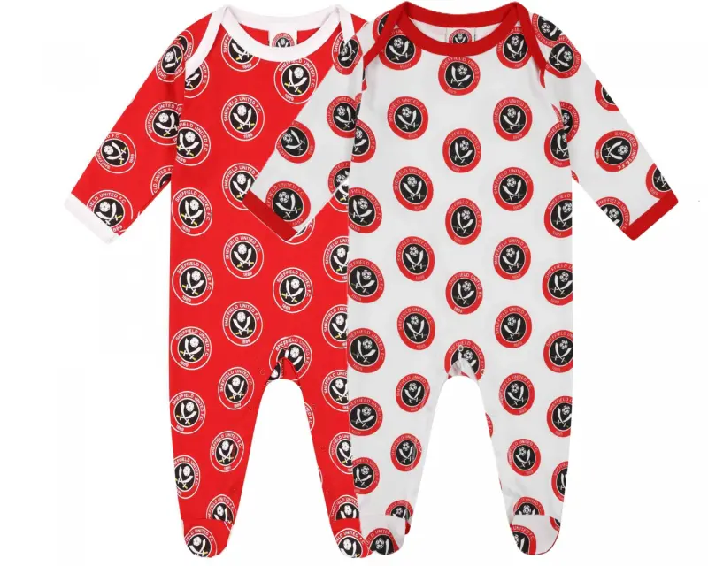 Twin Pack Crest Sleepsuit R/W - Main Product Discovery Image - HLD00134 25978 Merchandise image showing Twin Pack Crest Sleepsuit R/W through a main perspective